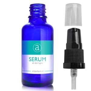 30ml Blue Glass Serum Bottle With Lotion Pump