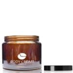 500ml Amber Cream Jar with black lid