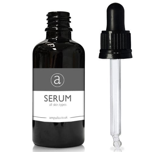 50ml Black Glass Serum Bottle With Glass Pipette