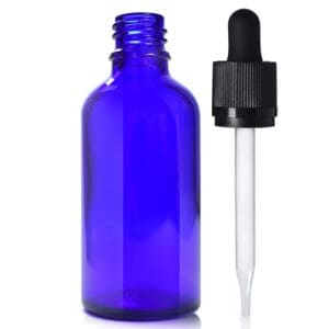 50ml Blue Glass Bottle With T/E Pipette