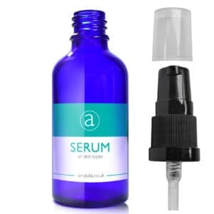 50ml Blue Glass Serum Bottle With Lotion Pump