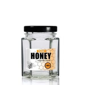 55ml Hexagonal Clear Glass Honey Jar With Lid