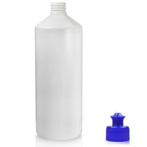 1 Litre White HDPE Bottle & Pull Top Cap