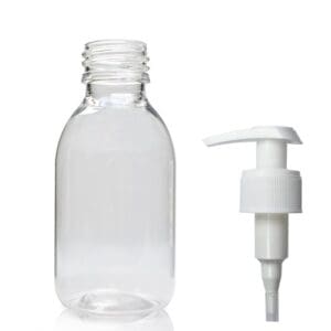 100ml Clear PET Plastic Sirop Bottle With Free White Lotion Pump