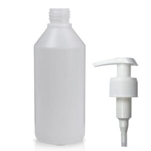 250ml Natural HDPE Plastic Round Bottle With Free White Lotion Pump