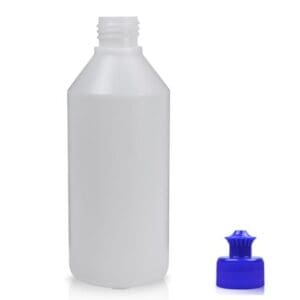 250ml Natural HDPE Round Bottle w blue pull