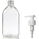 500ml Clear PET Sirop Bottle With Free White Lotion Pump