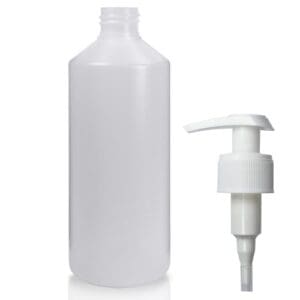 500ml Natural HDPE Plastic Round Bottle With Free White Lotion Pump
