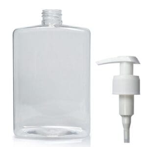 500ml Clear PET Plastic Round Bottle With Free White Lotion Pump