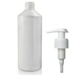 500ml White HDPE Plastic Round Bottle With Free White Lotion Pump