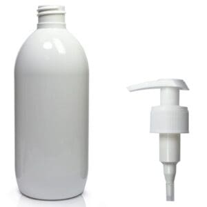 500ml White PET Olive Bottle With Free White Lotion Pump