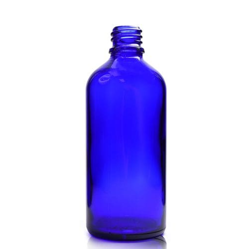 100ml Blue Glass Skincare Bottle With Lotion Pump - Ampulla LTD