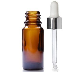 10ml Amber Glass Bottle With Silver Pipette