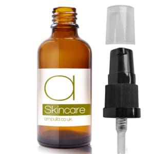 30ml Amber Glass Skincare Dropper Bottle with black clear pump