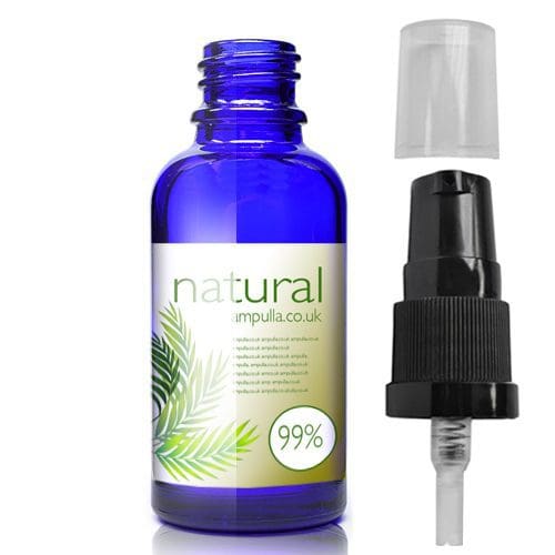 30ml Blue Glass Essential Oil Bottle With Lotion Pump