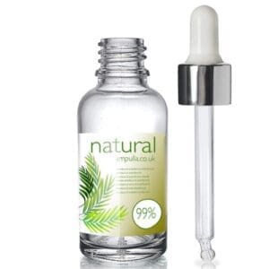 30ml Clear Glass Dropper Bottle With Silver Pipette