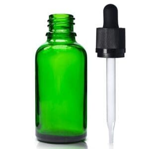 30ml Green Essential Oil Bottle With CRC Glass Pipette