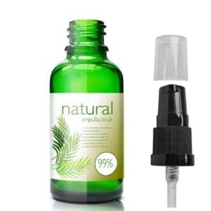 30ml Green Glass Essential Oil Bottle With Lotion Pump