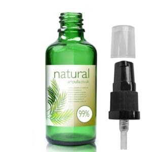 50ml Green Glass Essential Oil Bottle With Lotion Pump