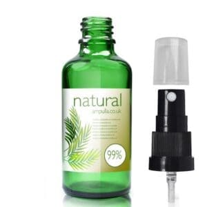50ml Green Glass Essential Oil Bottle With Atomiser Spray
