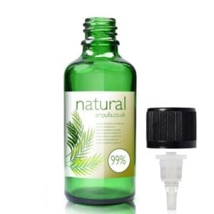 50ml Green Glass Essential Oil Bottle With CRC Dropper Cap
