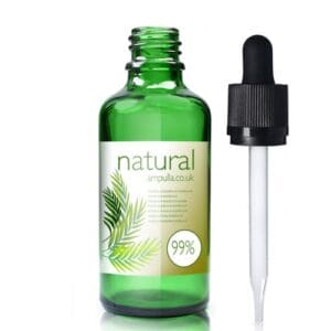 50ml Green Glass Essential Oil Bottle With CRC Glass Pipette