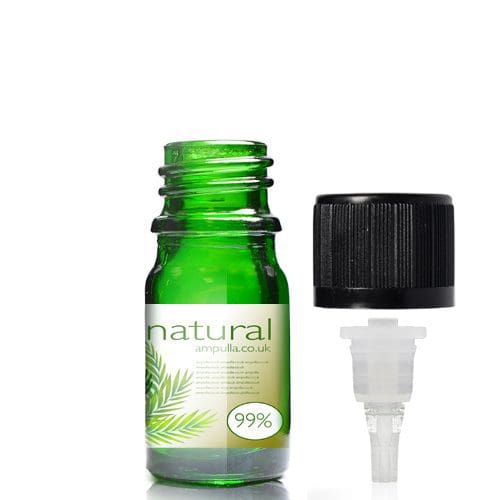 5ml Green Glass Essential Oil Bottle With CRC Dropper Cap