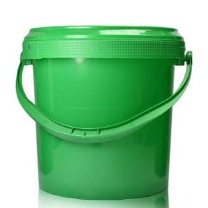 1 Litre Green Plastic Bucket With Handle & Lid