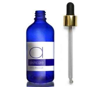 100ml Blue Skincare Bottle With Luxury Gold Pipette