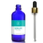 100ml Blue Glass Serum Bottle With Luxury Gold Pipette