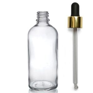 100ml Clear Glass Dropper Bottle With Luxury Gold Pipette