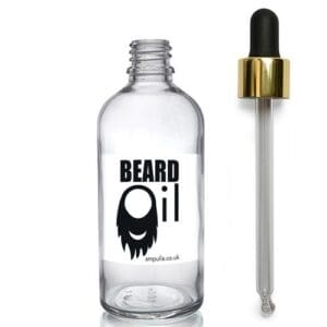 100ml Clear Glass Beard Oil Bottle With Luxury Gold Pipette