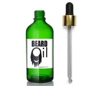 100ml Green Glass Beard Oil Bottle With Luxury Gold Pipette