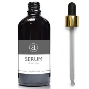 100ml Black Serum Bottle With Luxury Gold Pipette