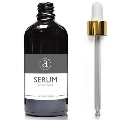 100ml Black Serum Bottle With Luxury Gold Pipette