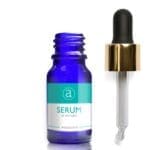 10ml Blue Glass Serum Bottle With Luxury Gold Pipette