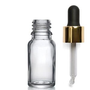 10ml Clear Glass Dropper Bottle With Luxury Gold Pipette