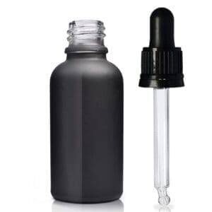 30ml Matte Black Glass Dropper Bottle With Glass Pipette