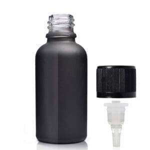 30ml Matte Black Glass Dropper Bottle With CRC Dropper Cap