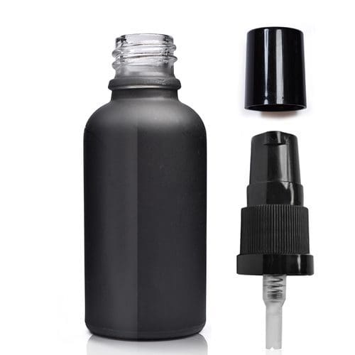 30ml Matte Black Glass Dropper Bottle With Lotion Pump