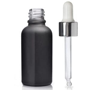 30ml Matte Black Glass Dropper Bottle With Luxury Pipette