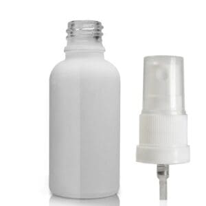 30ml White Glass Dropper Bottle With Atomiser Spray