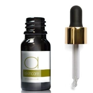 10ml Black Glass Skincare Bottle With Luxury Gold Pipette