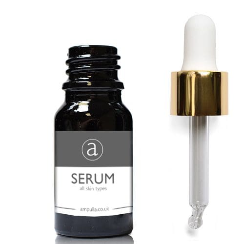 10ml Black Glass Serum Bottle With Luxury Gold Pipette
