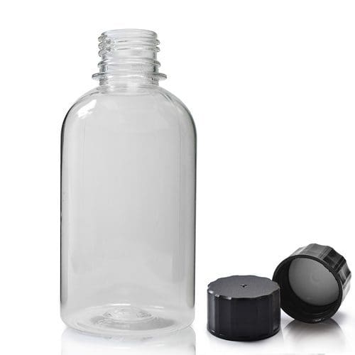 250ml Clear PET Boston Bottle With Screw Cap