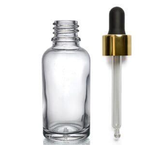 30ml Clear Glass Bottle With Luxury Gold Pipette