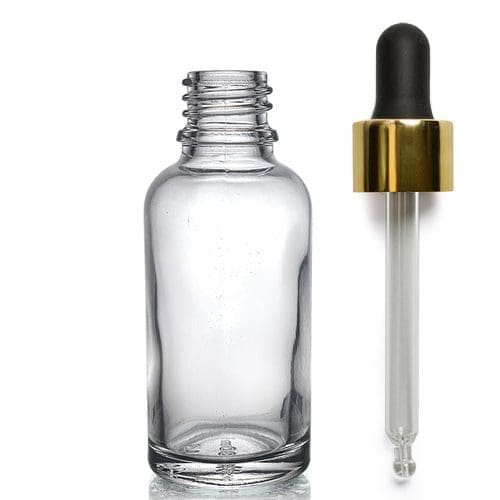 30ml Clear Glass Bottle With Luxury Gold Pipette