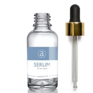 30ml Clear Glass Serum Bottle With Luxury Gold Pipette