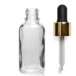 30ml Clear Glass Skincare Bottle With Luxury Gold Pipette