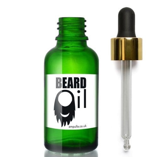 30ml Green Glass Beard Oil Bottle With Luxury Gold Pipette